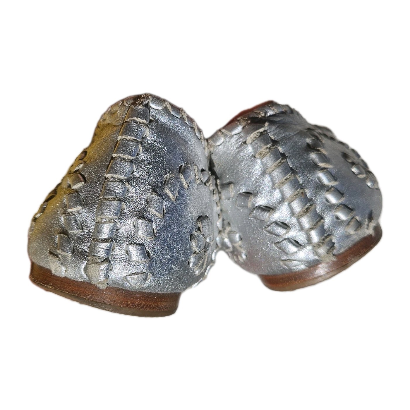 Jack Rogers All Leather Silver Vowen Flats Women’s Size 10