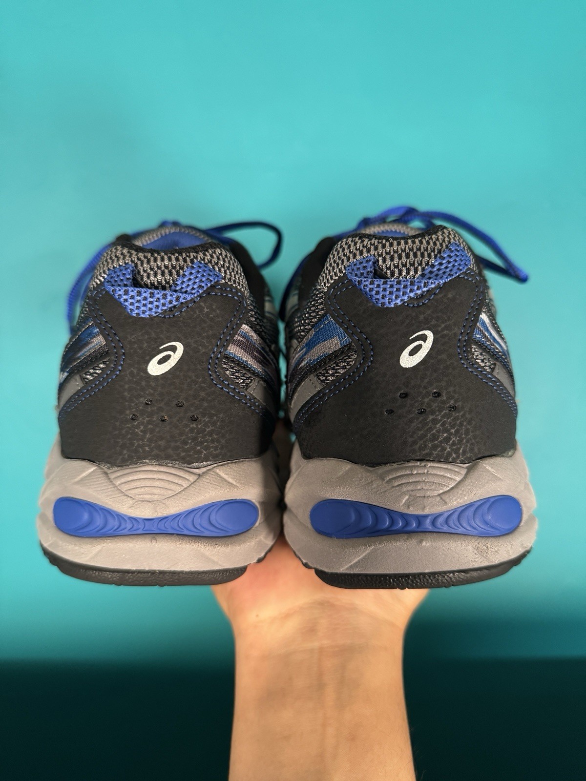 ASICS Gel Venture 5 Men’s Size 12 Gray Blue Trail Running Hiking Shoes Sneakers