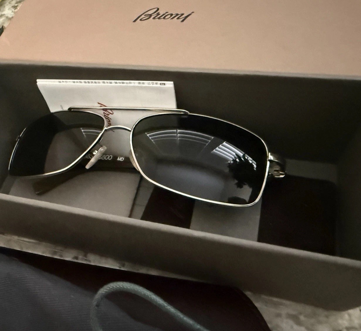 Brioni Horn Aviation Class Carl Zeiss Silver Frame Sunglasses