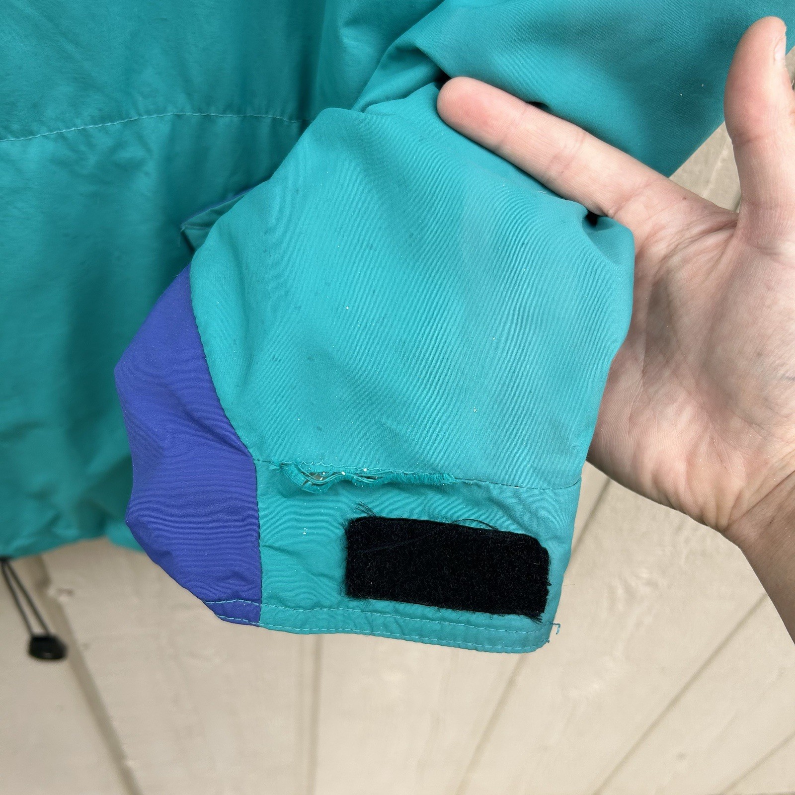 Vintage 90s Eddie Bauer Pullover Anorak Jacket Mens Large Teal Color Block