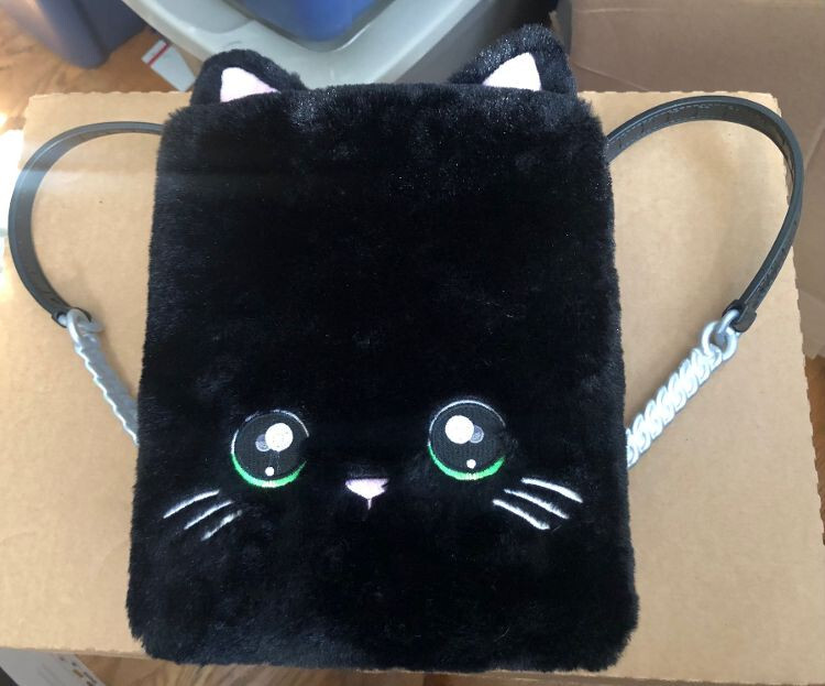 Na Na Na Surprise Doll Fuzzy Kitty Cat Black Backpack Case-No Dolls-Case Only