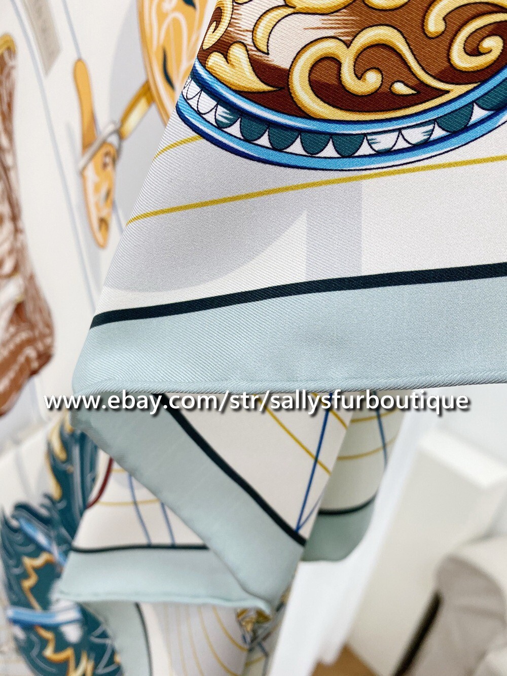 Sallys Boutique 14~18 Momme Twill Silk Wrap Scarf Saddle Print Square Shawl 35″