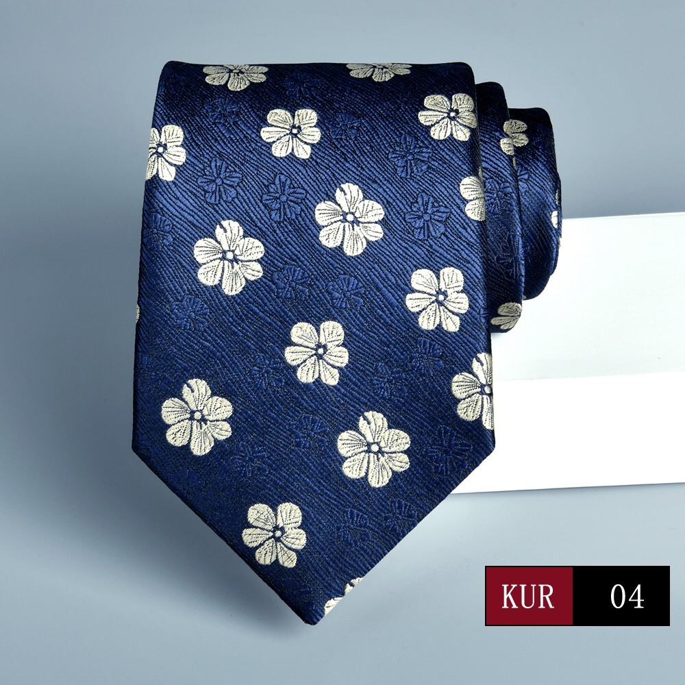 New Classic Floral Blue White JACQUARD WOVEN 100% Silk Men’s Necktie Tie