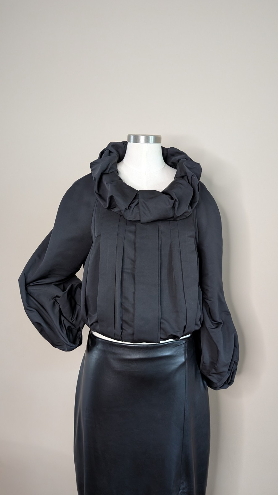 SoCa by St John Black Sculptural Funnel Neck Jacket Y2K Avant Garde Quiet Luxury