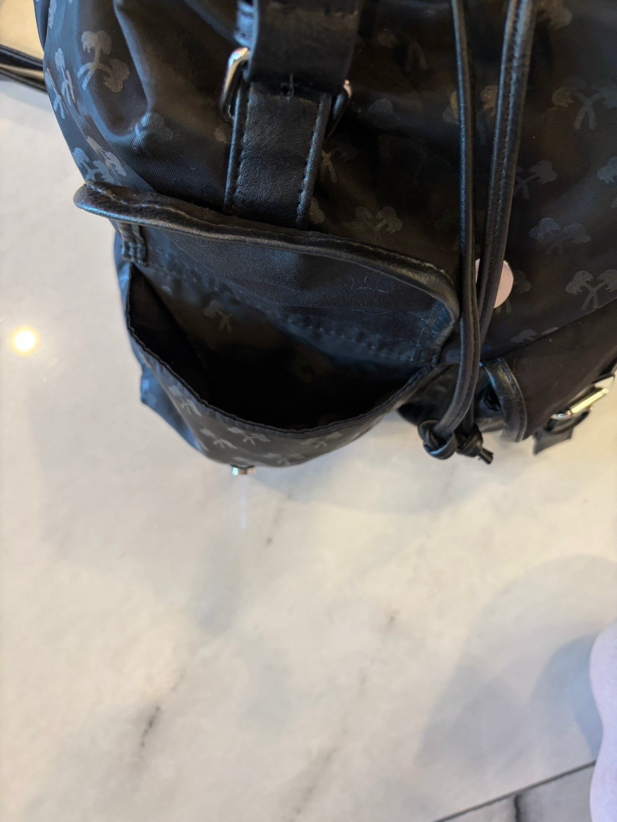 In-N-Out Burger Black Drawstring Mini Backpack Flap Buckle Logo, Pockets