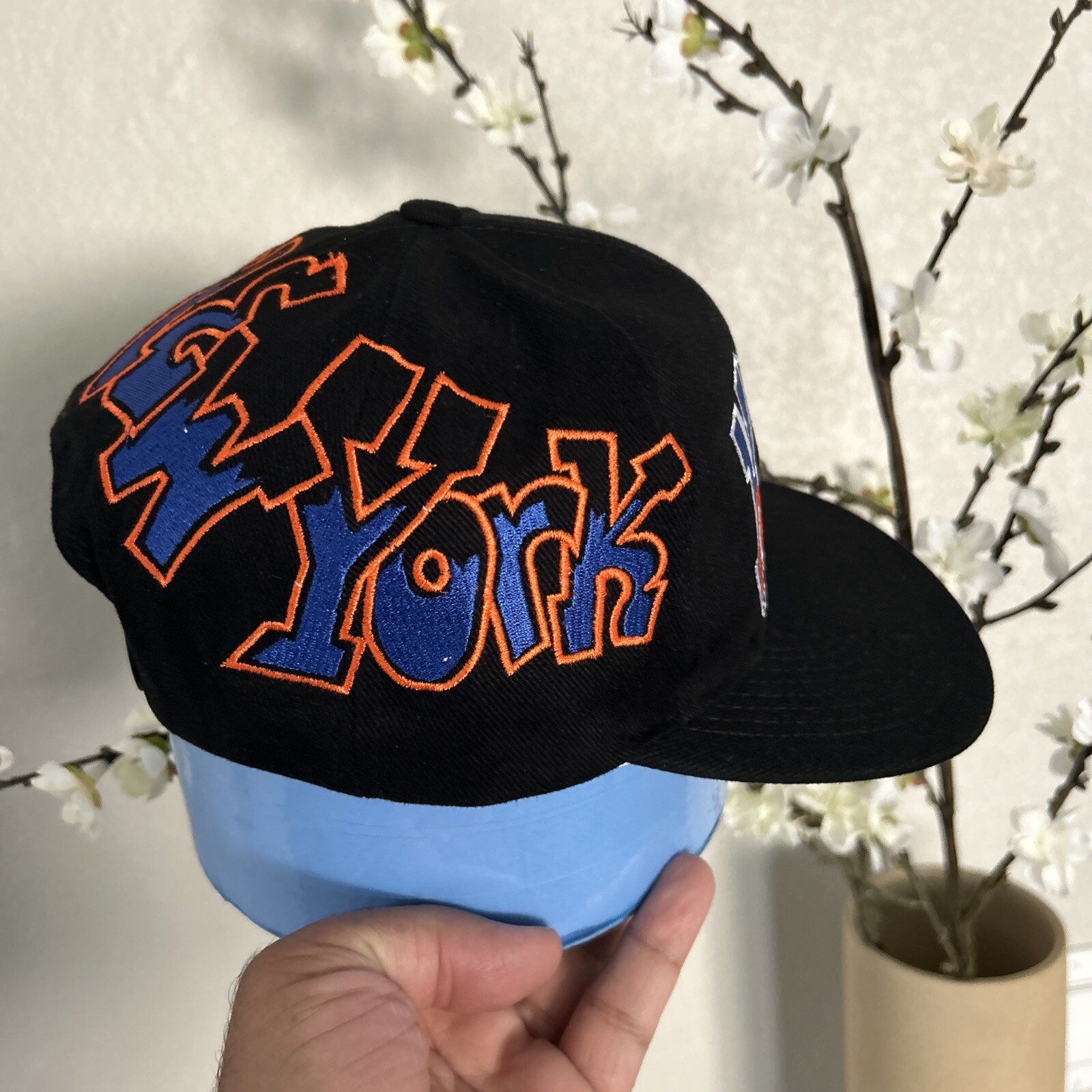 New York Knicks TOW Full Graffiti Custom Snapback Hat Cap All Black