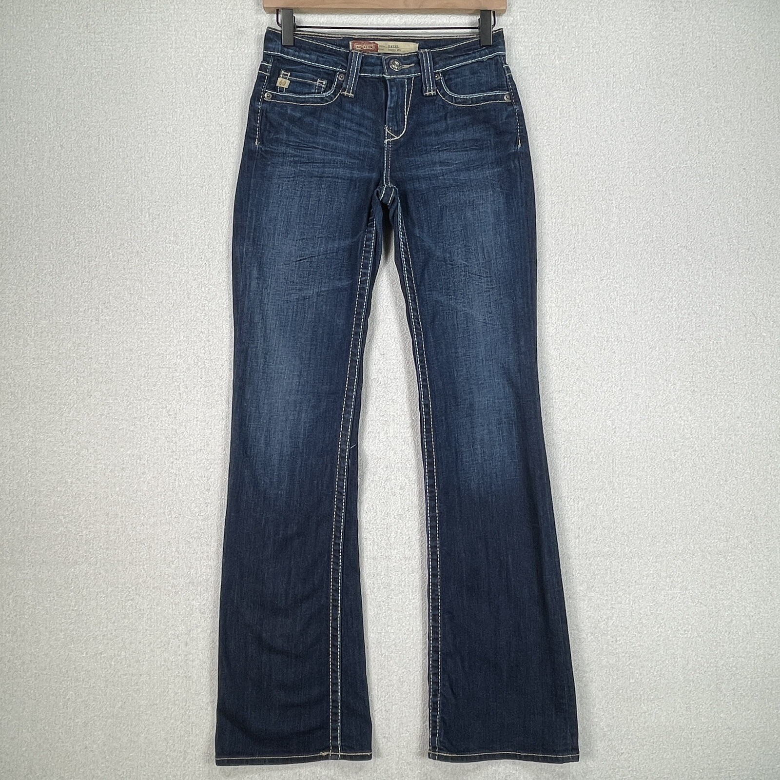Big Start Hazel Curvy Fit Jeans 25L Stretch Dark Wash Flap Pocket Western Denim
