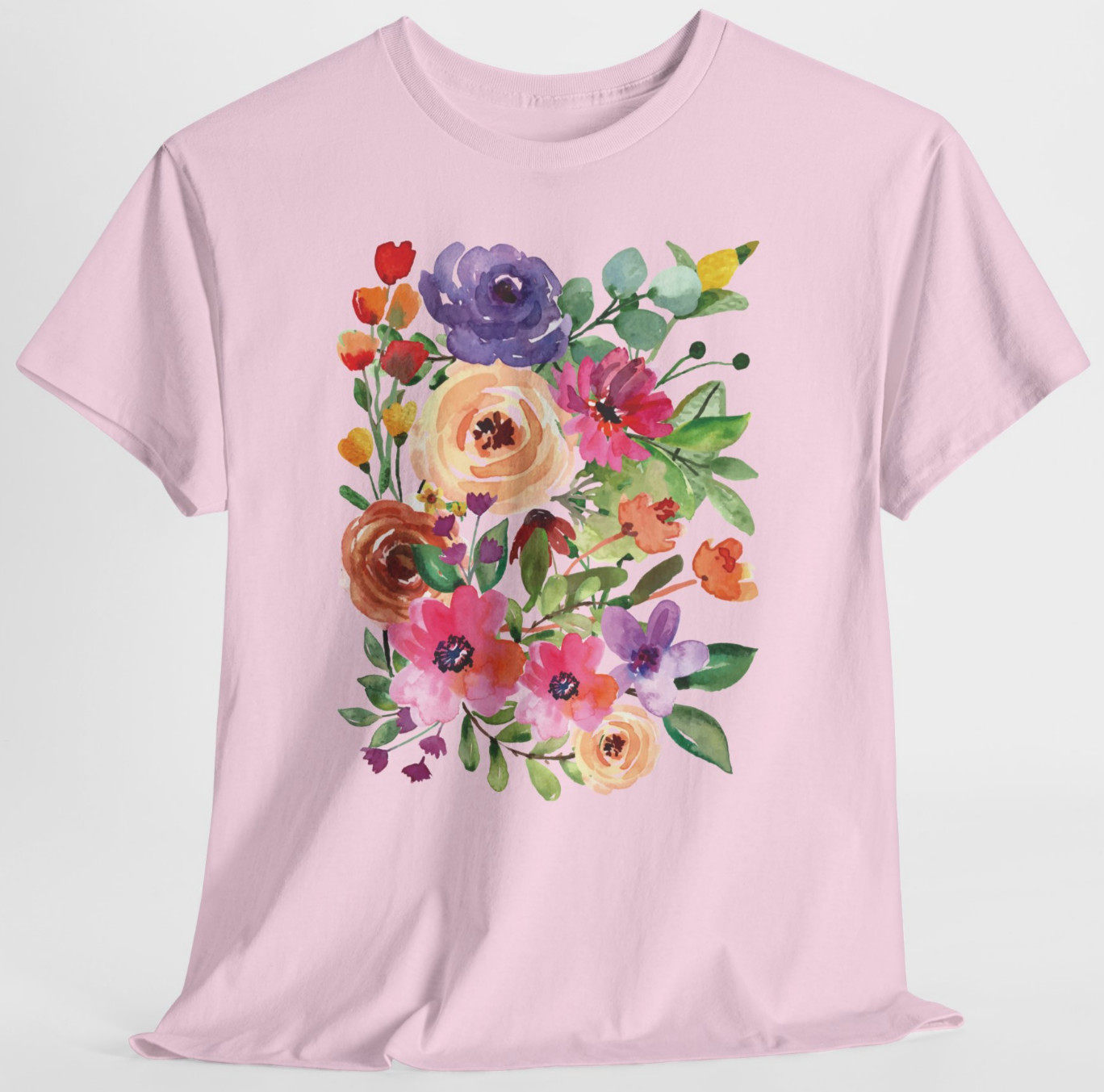 Rose Floral Bouquet Beautiful Pink Graphic T Shirt Tee Top S-XL Plus 2X 3X 4X 5X