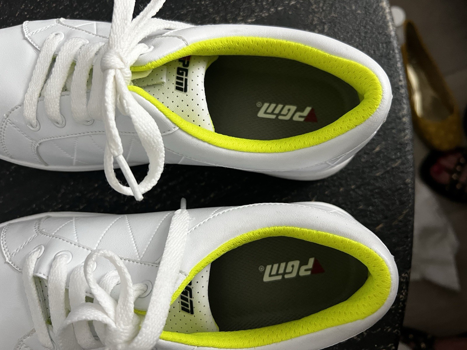 PGM Woman’s Spikeless Golf Shoes Lace Up White/Yellow US 7 UK 6 EU 39