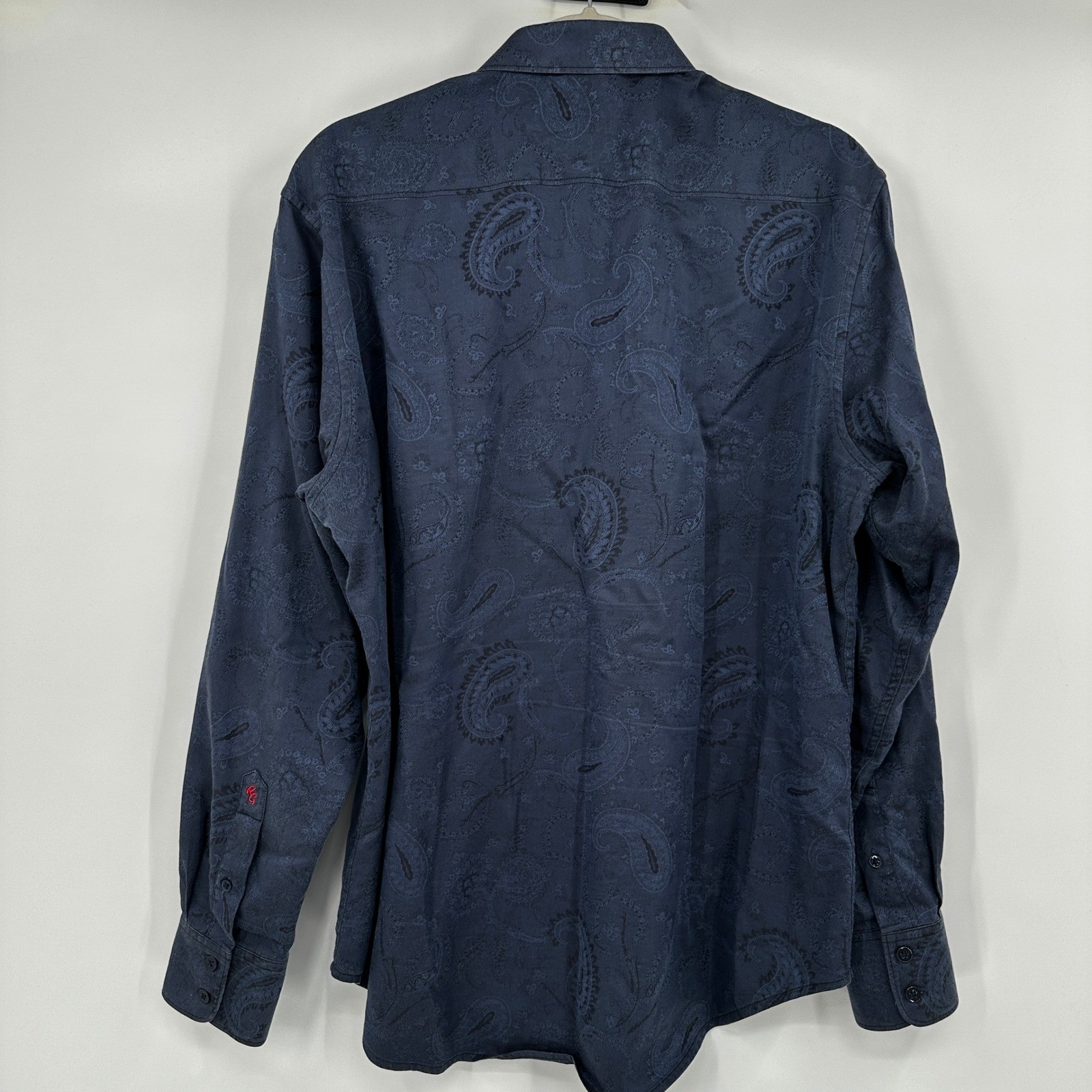 Robert Graham Mens Blue Tonal Paisley Jacquard Classic Fit Button Shirt Medium
