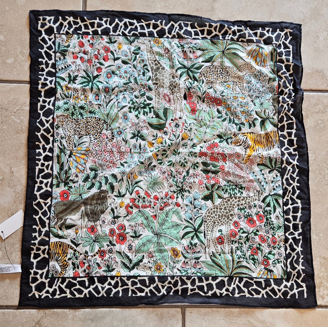 TALBOTS New with Tag Animal Print 100% Cotton Scarf 21”X 22″