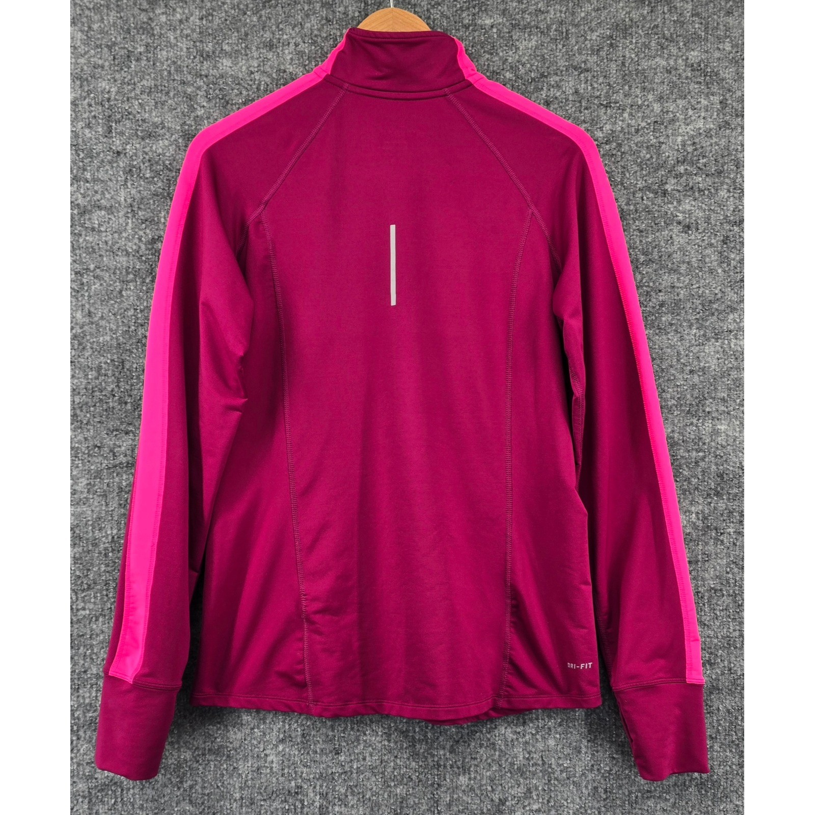 Nike Dri-FIT Running Pullover Women’s L Raspberry Pink Quarter Zip Thumbholes