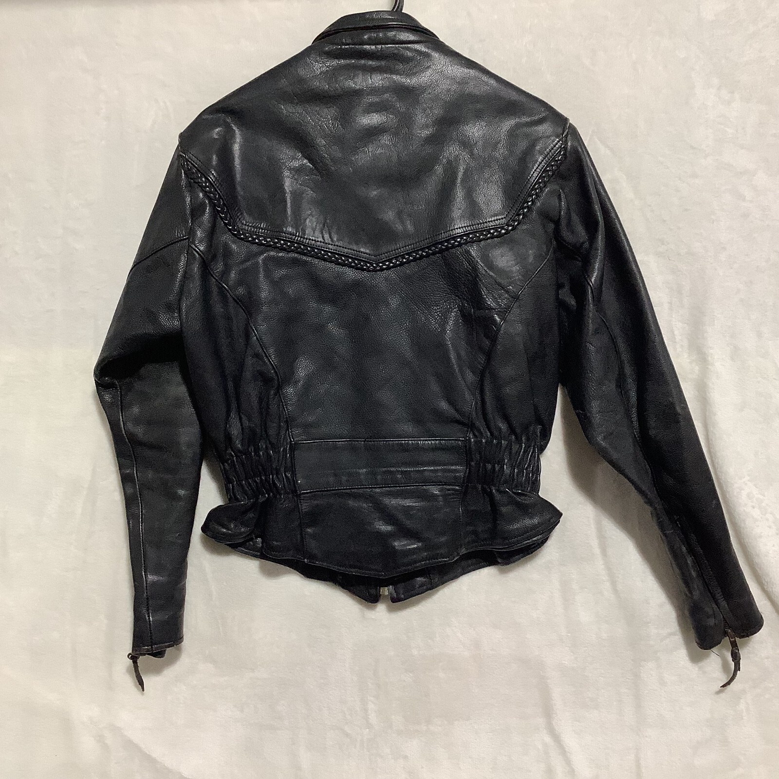 VTG RARE Trim Leather Jacket Braid Thinsulate Heavy Motorcycle Biker Liner 90s L