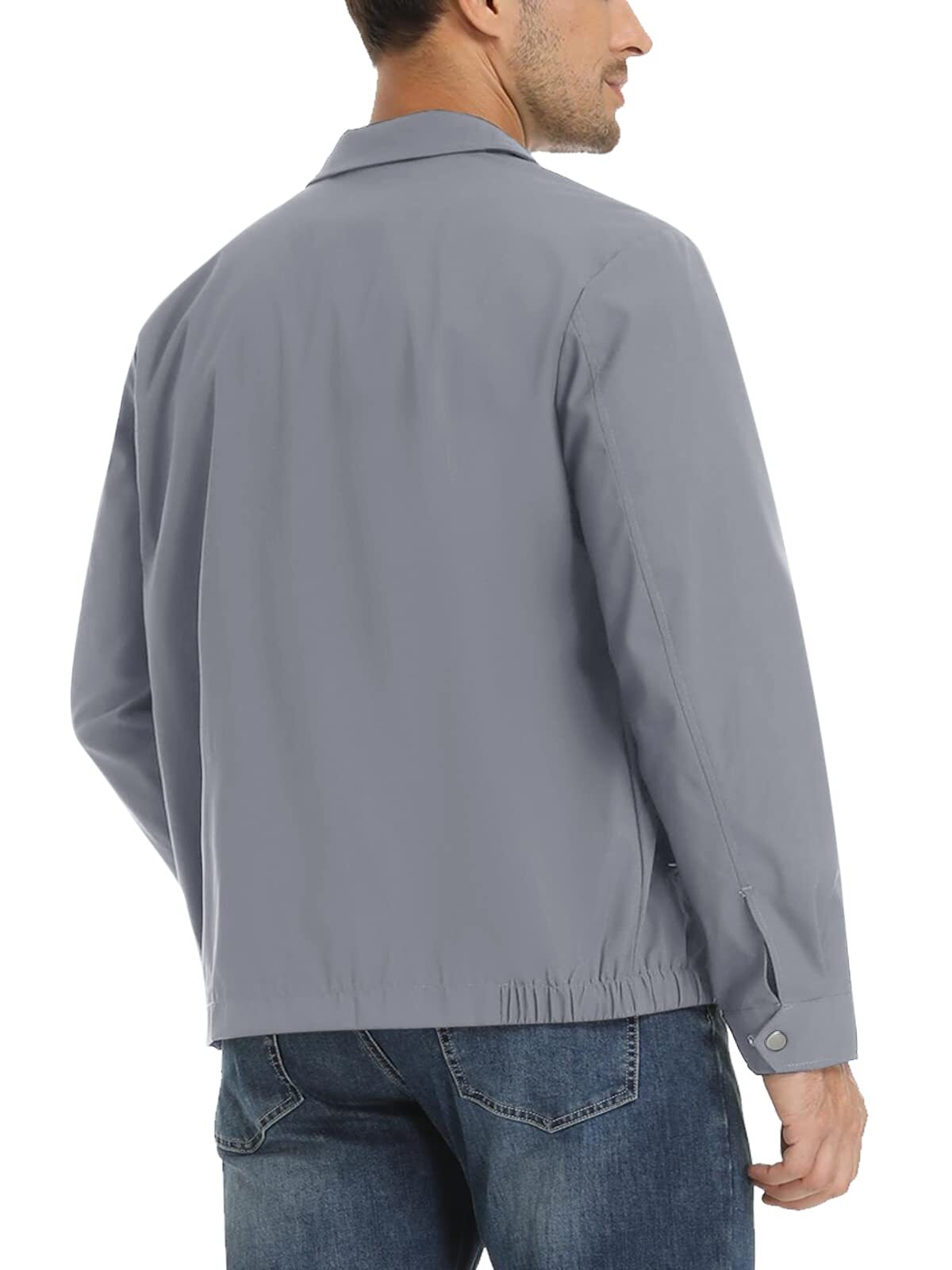 Men’s Lightweight Jackets Casual Laydown Collar Jacket Full-Zip Spring Golf Coat