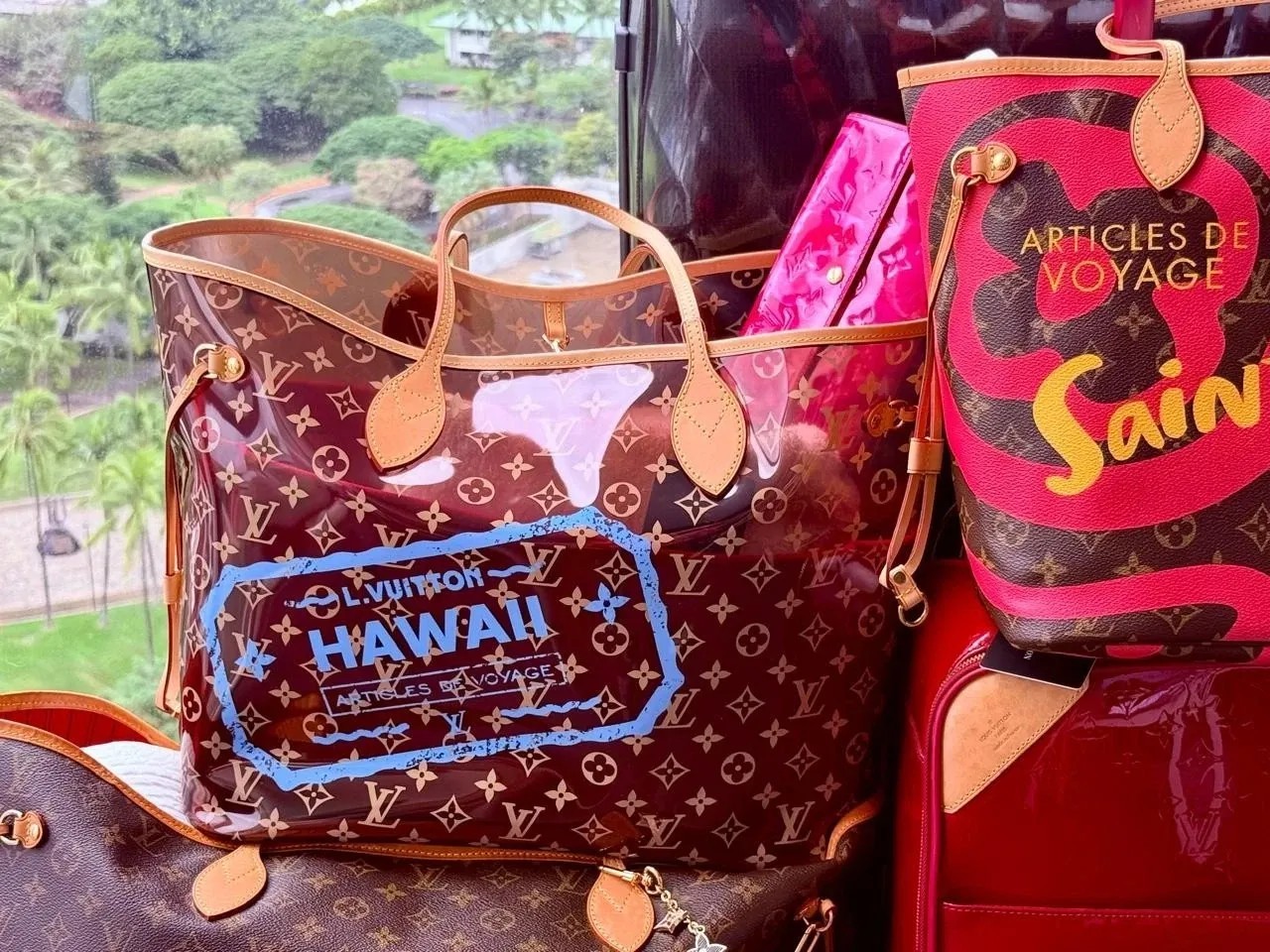 Louis Vuitton Hawaii Neverfull GM Monogram Hot Pink Shoulder Bag Tote LTD Resort