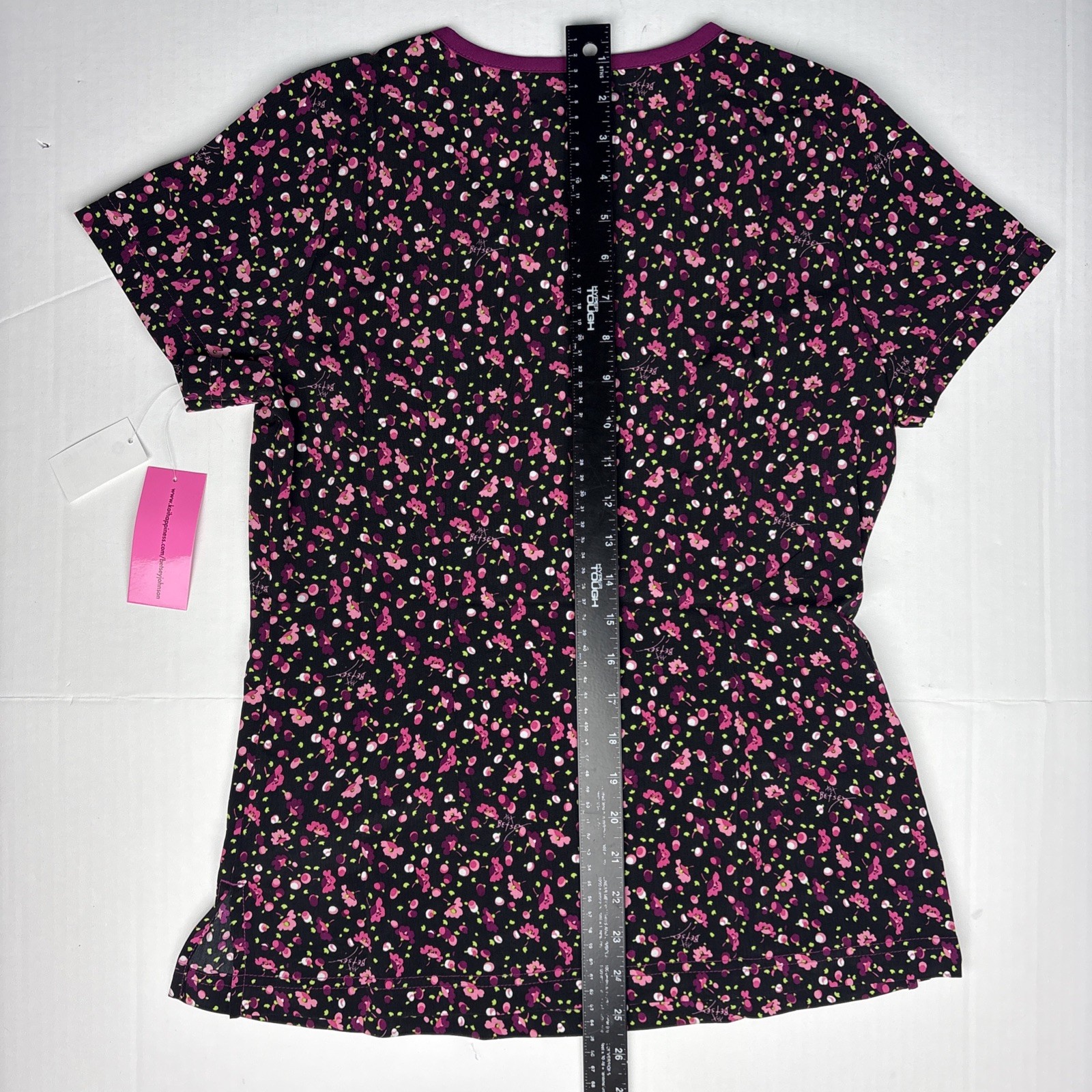 Betsy Johnson Koi Women XS Scrub Top Rose Ditsy Floral Raspberry New Tags Poly