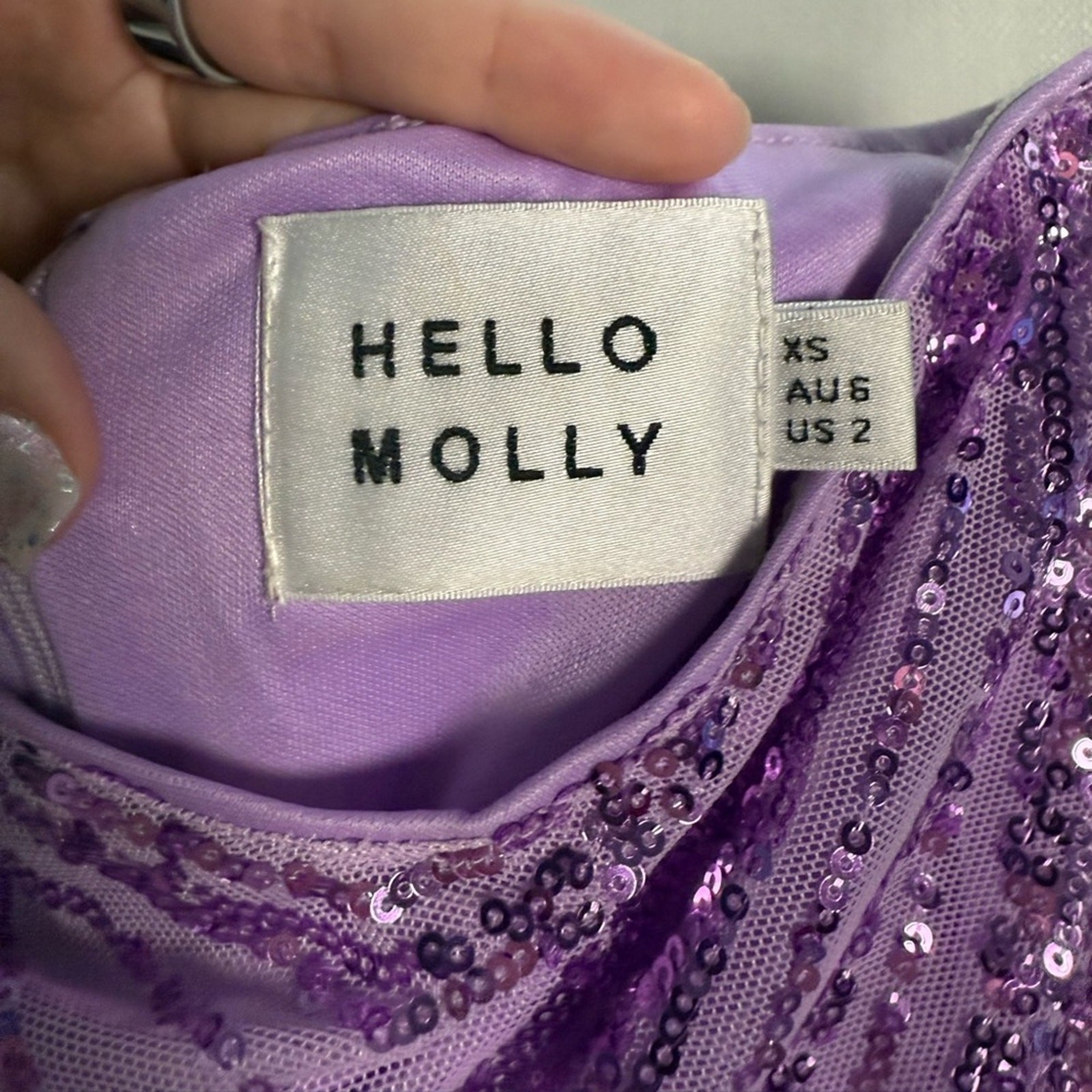 Hello Molly Stars Shining Bright Lavender Purple Sequin Strapless Mini Dress XS