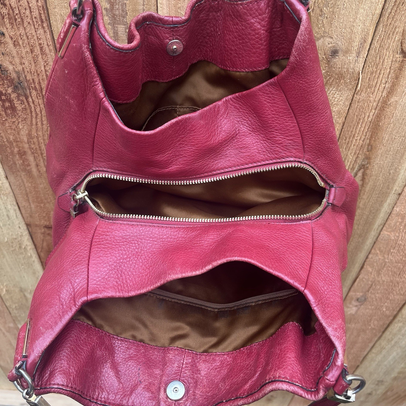 Coach 26224 Madison Phoebe Pebbled Leather Shoulder Bag Scarlet