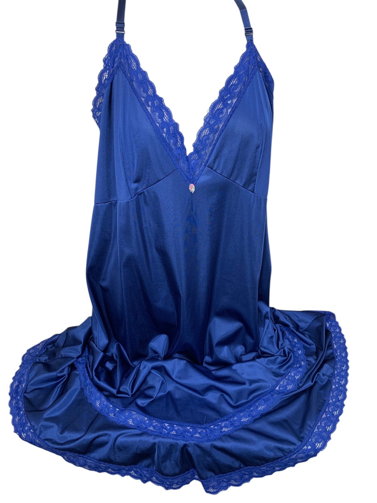 Nylon Slip Dress Plus XXL Size 54 Ribbon Bow Lace Tiered Prairie Ruffle