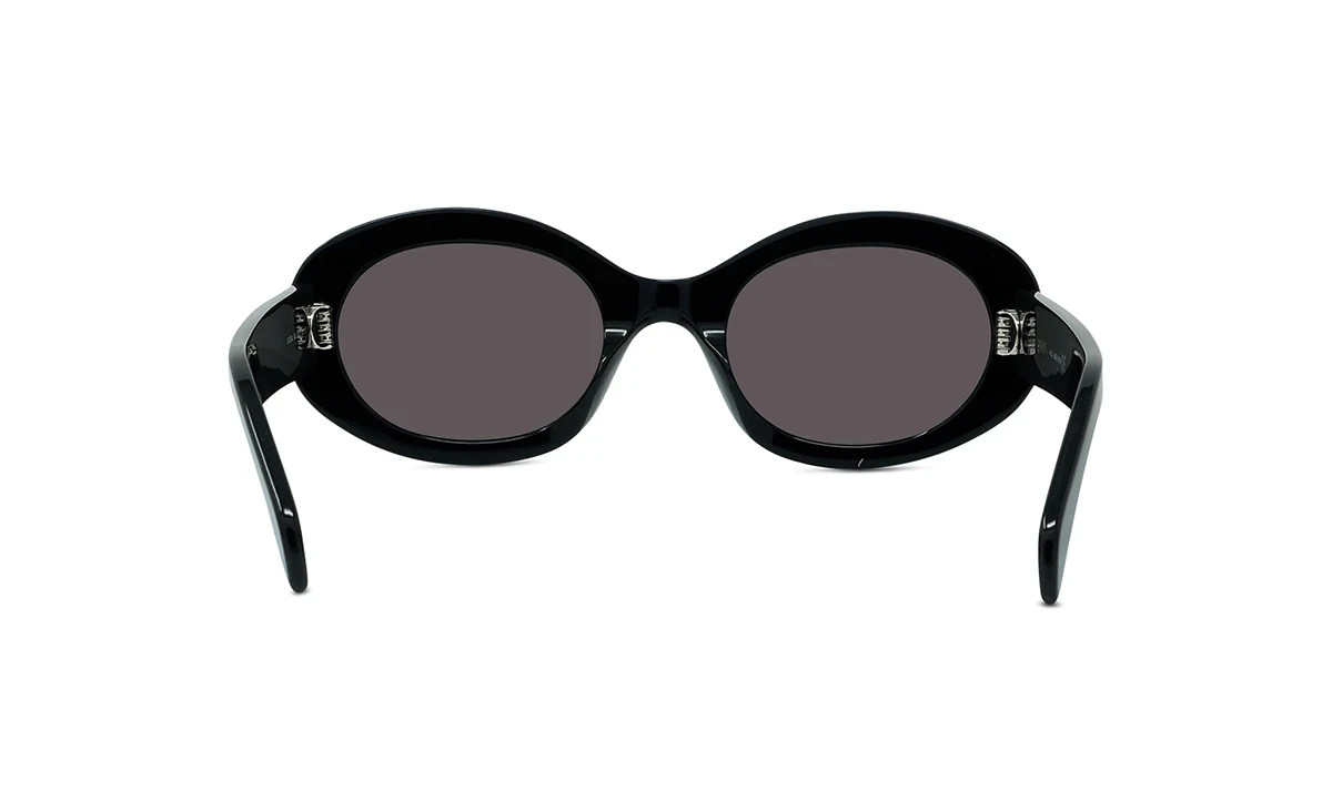 Celine Triomphe CL40194U 01A Black Oval Sunglasses Gold Logo