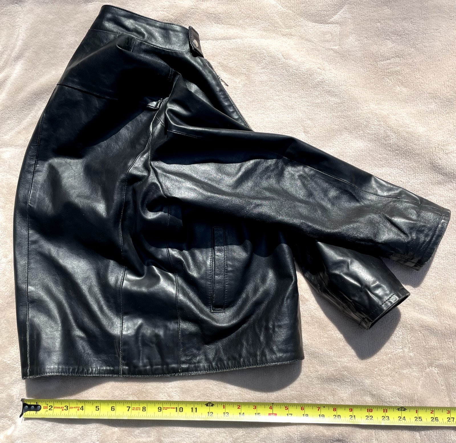 Vintage Vera Pelle Gardini Men’s Black Leather Jacket Zip Made In Italy size XS