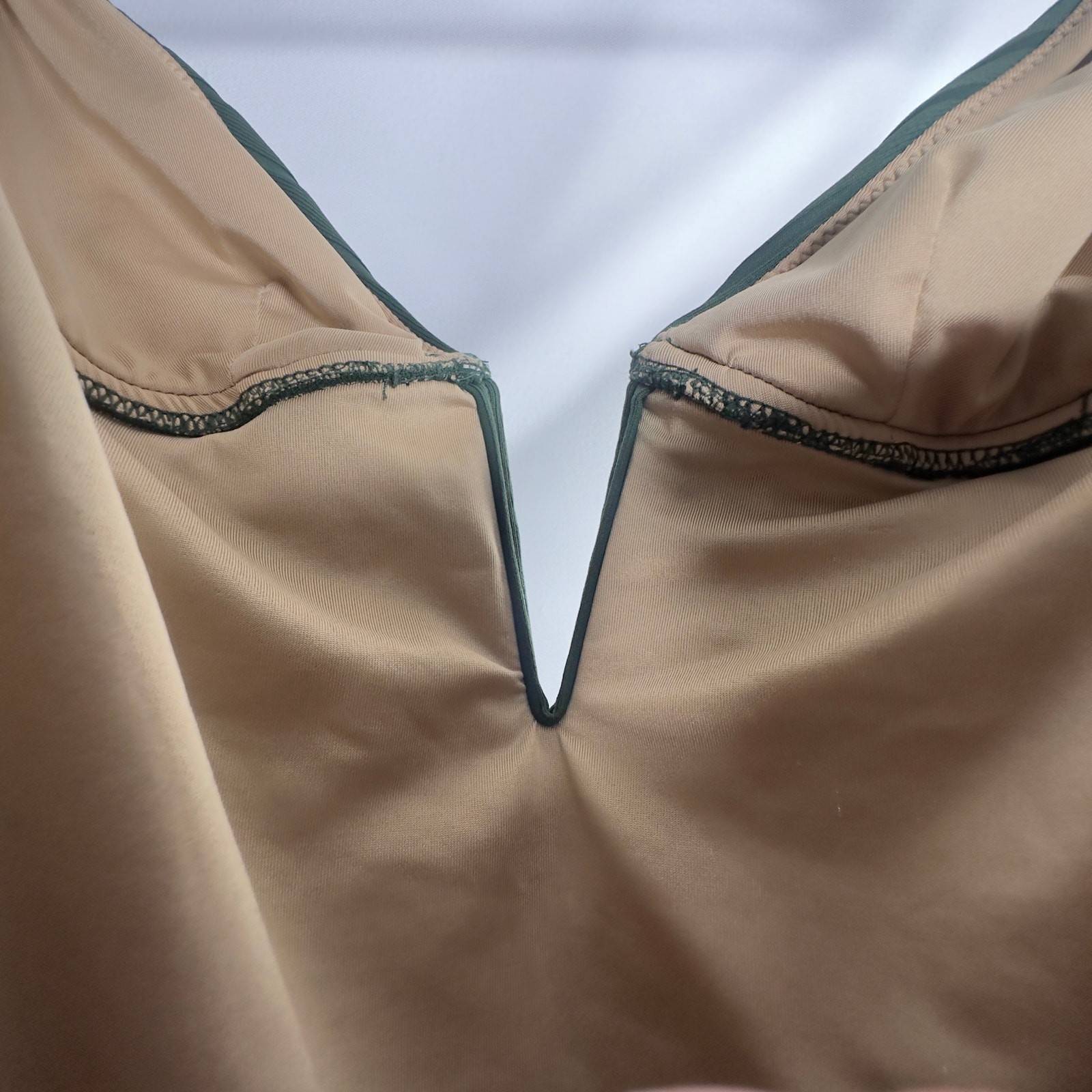 Shade & Shore Ribbed Deep V One Piece Swimsuit Green Strappy Back Size Small