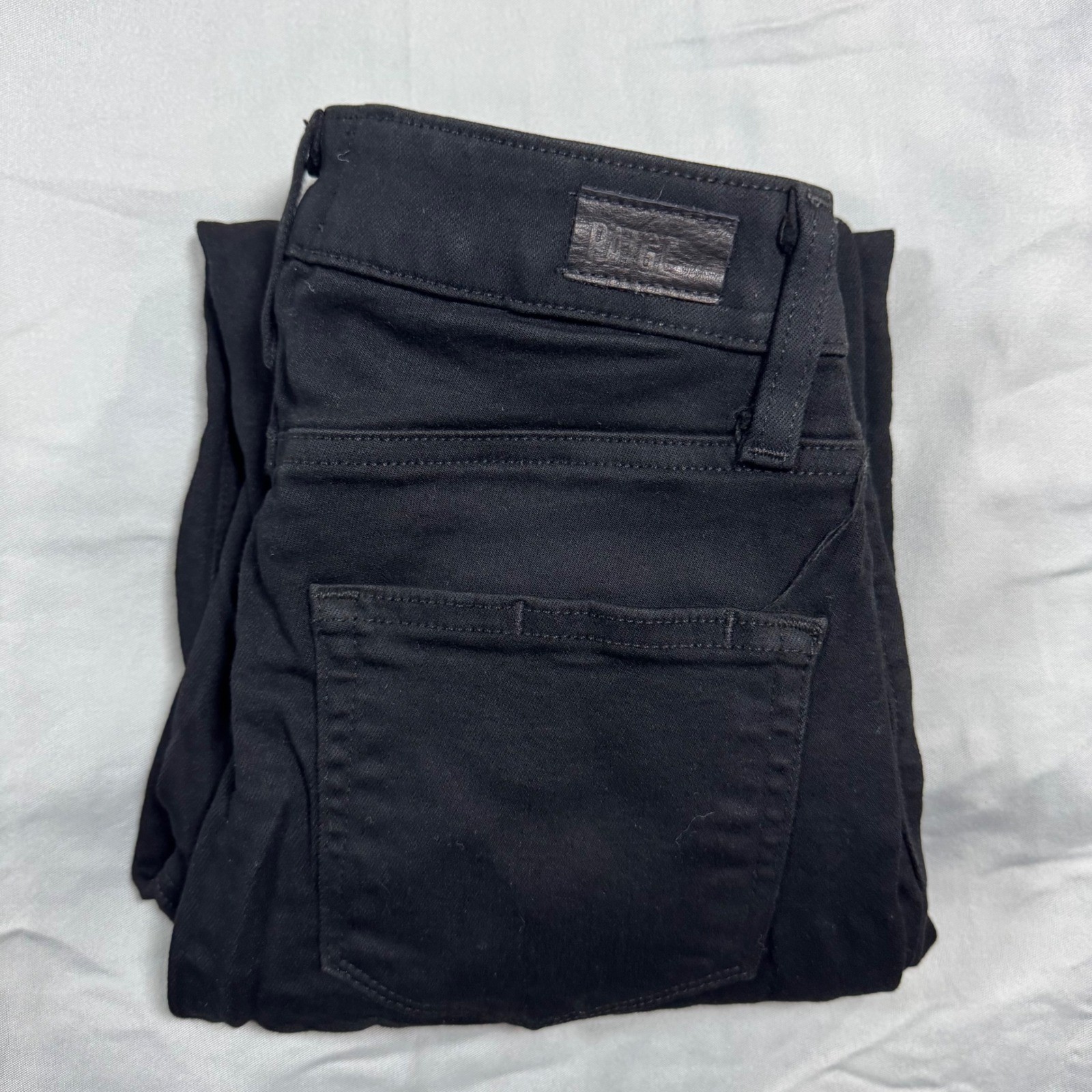 PAIGE Hoxton Straight Ankle Black Overdye Jeans Women’s 24 Raw Hem Goth