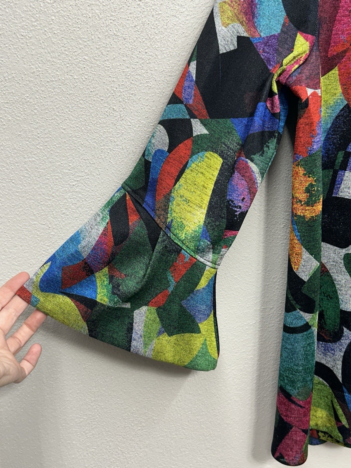 Ali Miles shirt Jacket Medium Watercolor Artsy Abstract Colorful Toggle Button