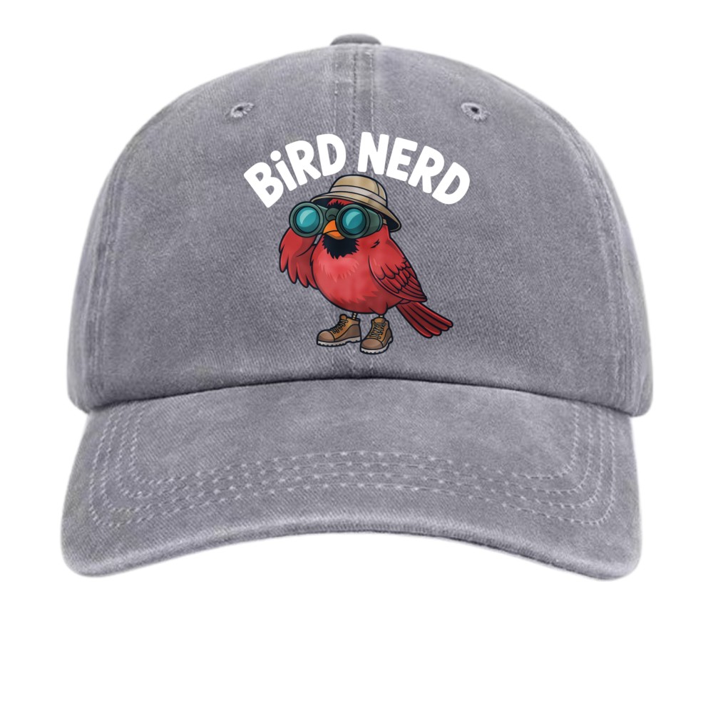 Vintage Washed Bird Nerd Dad Hat – Casual Cotton Adjustable Bird Watching Cap