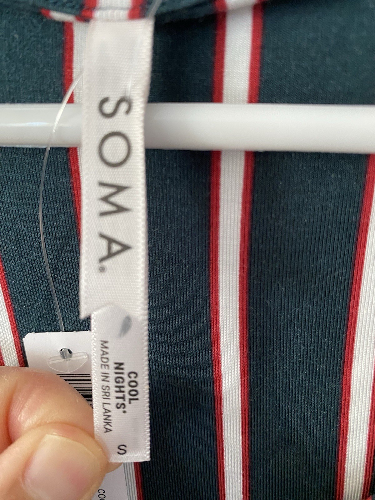 SOMA S Cool Nights SS Long Midnight Stripe Green JOL Sleepshirt –