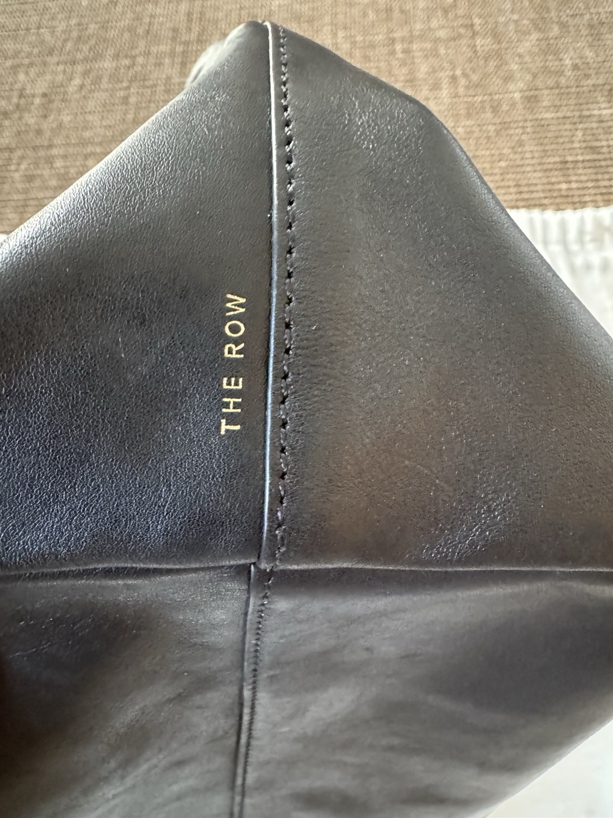The Row Bag Terrasse Bag in Grain Black Leather Gold Zipper Pre-Owned MSRP $3500