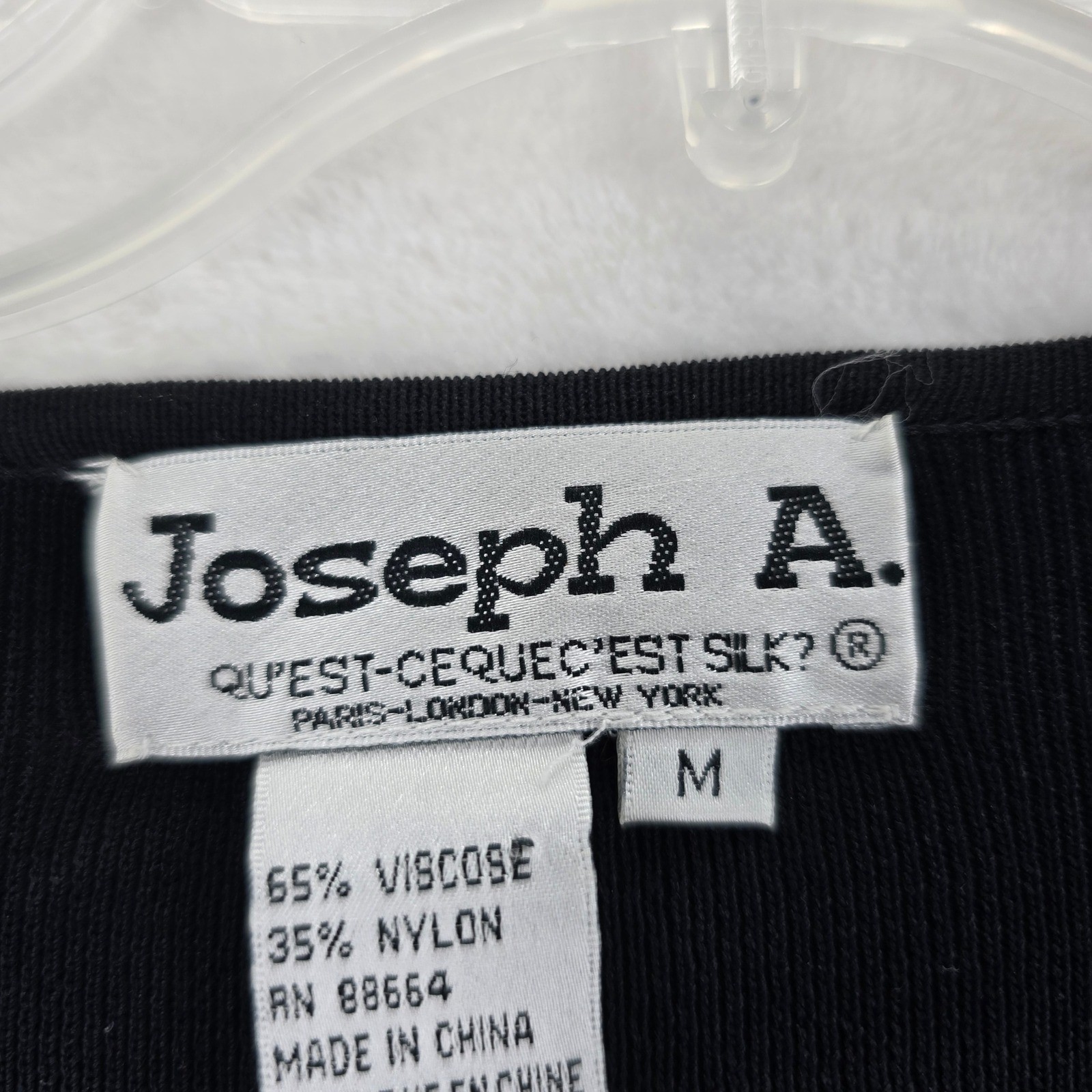 Joseph A. Sweater Womens M Top Black V-Neck Faux Wrap Buckle 33327M