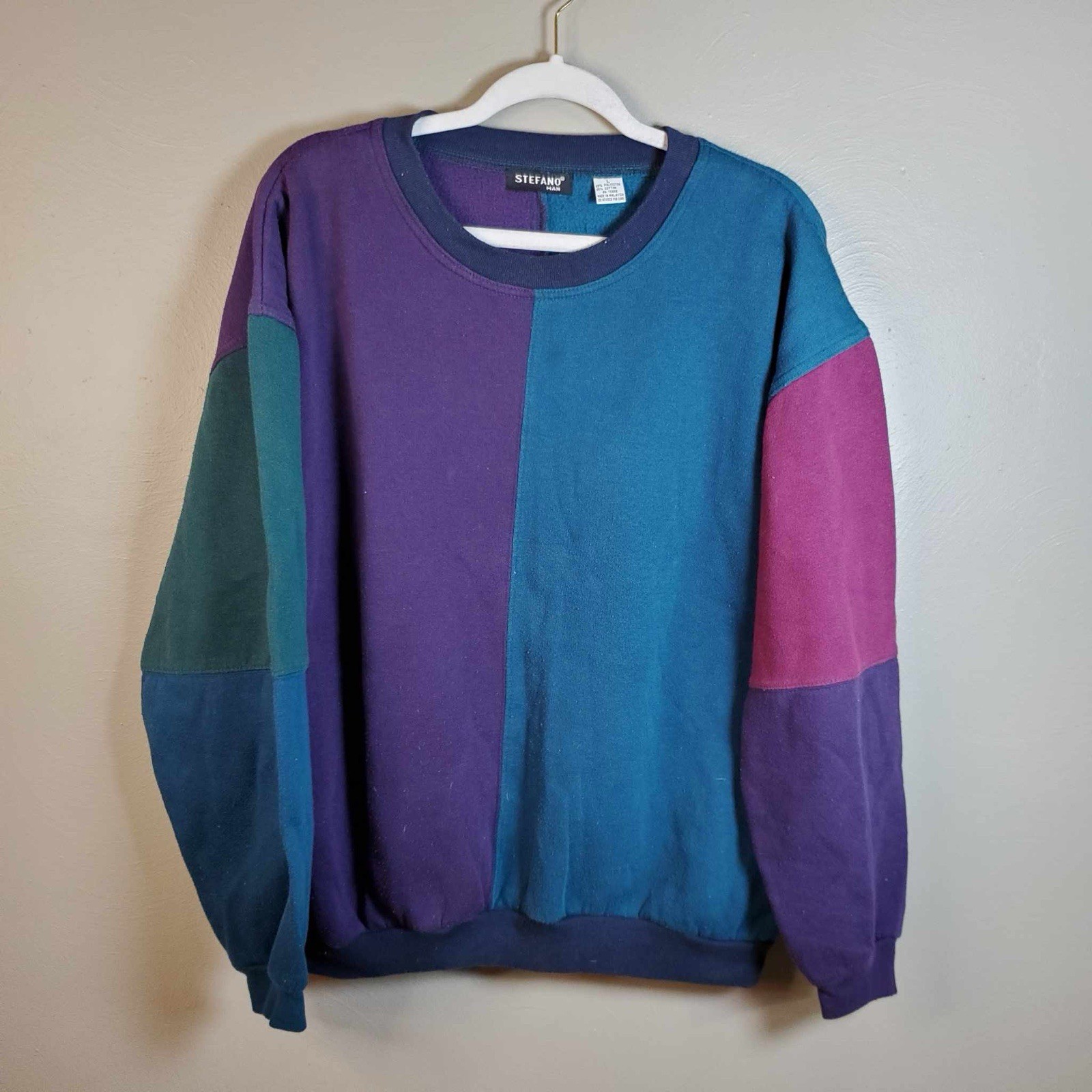 Vintage Y2K 90’s Sweater Stefano Hip Hop Color Block Large L
