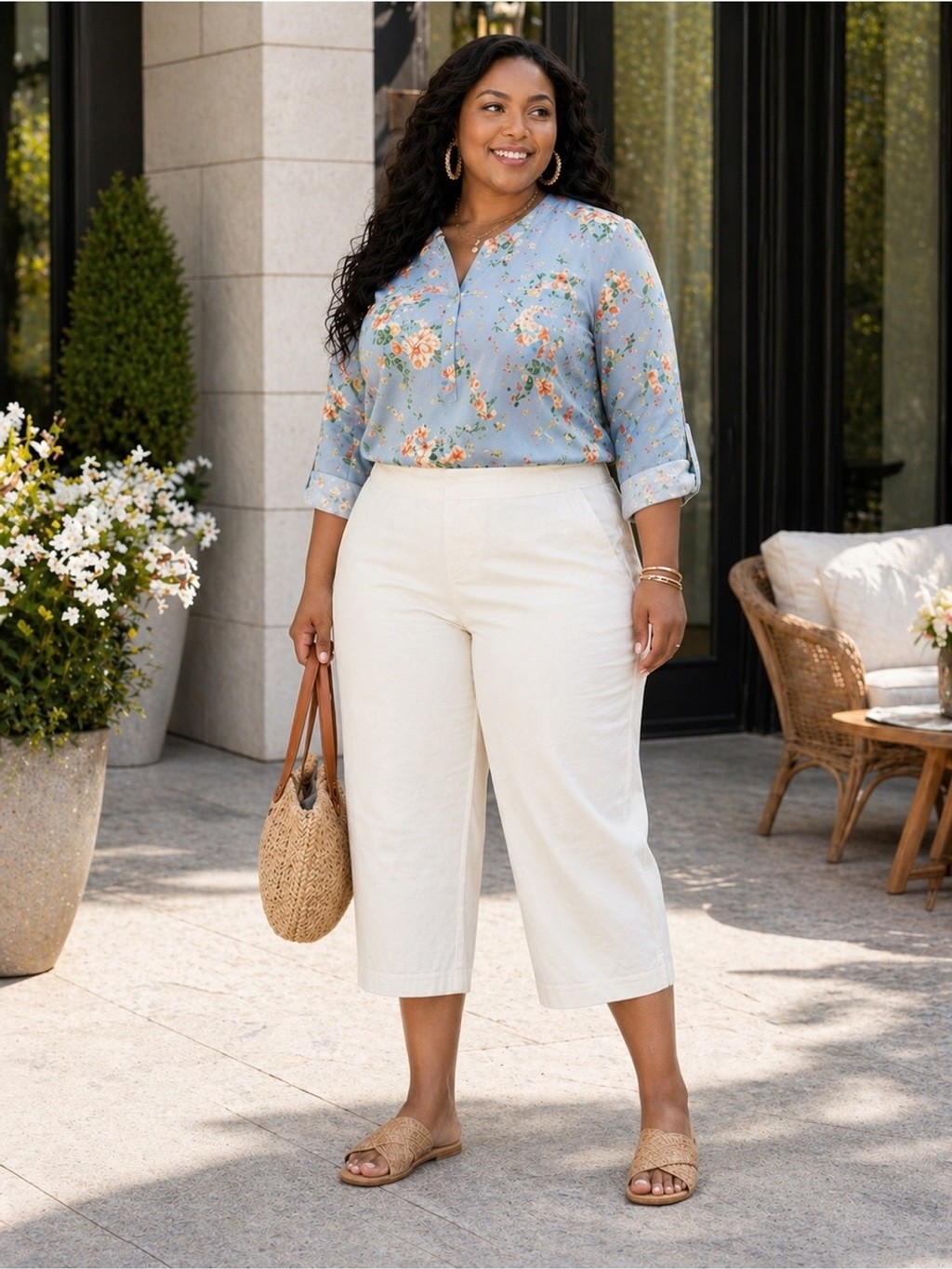 Susan Graver White Stretchy Chic Capri Pants 26