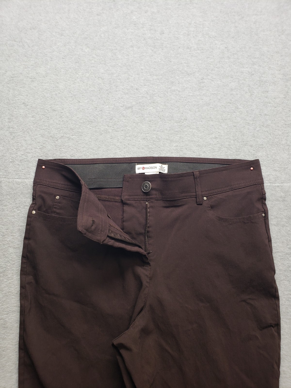 89th & Madison Women Pant 10 Brown Straight Leg High Rise Stretch Casual Career
