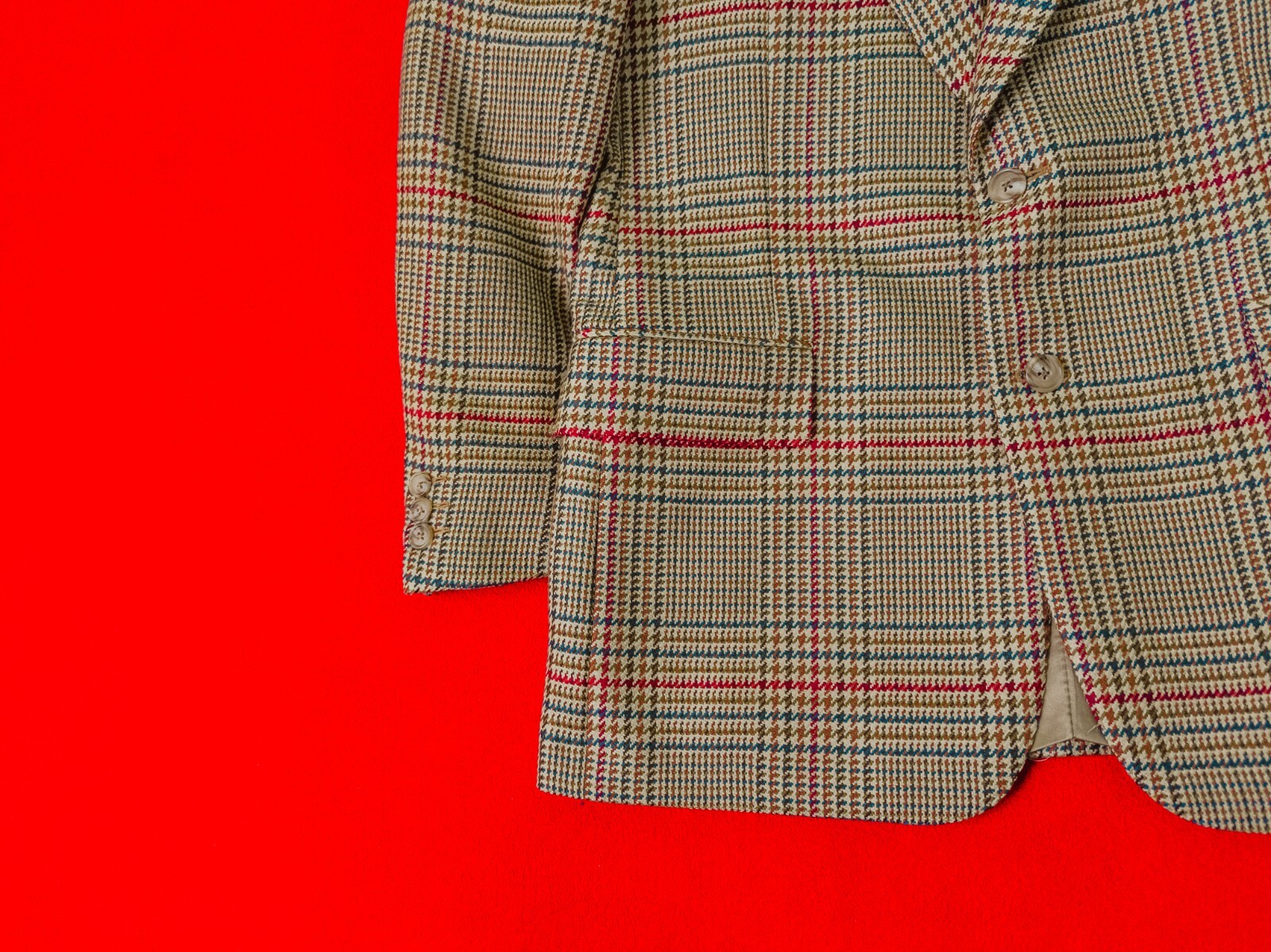 CORNELIANI Sartoria Men 90% Wool 10% Cashmere Plaid Beige Size 48 / M Jacket