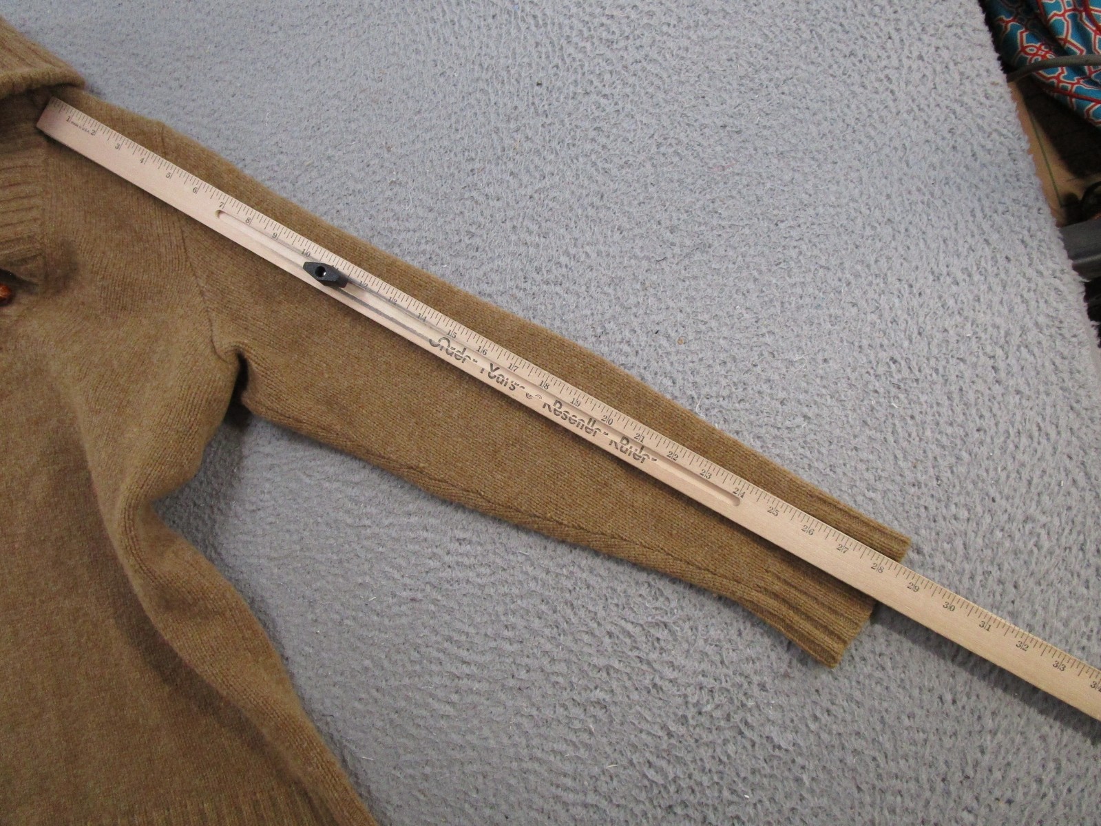 Rugby Ralph Lauren Beige Wool Shawl Collar Sweater Elbow Patches Mens L READ
