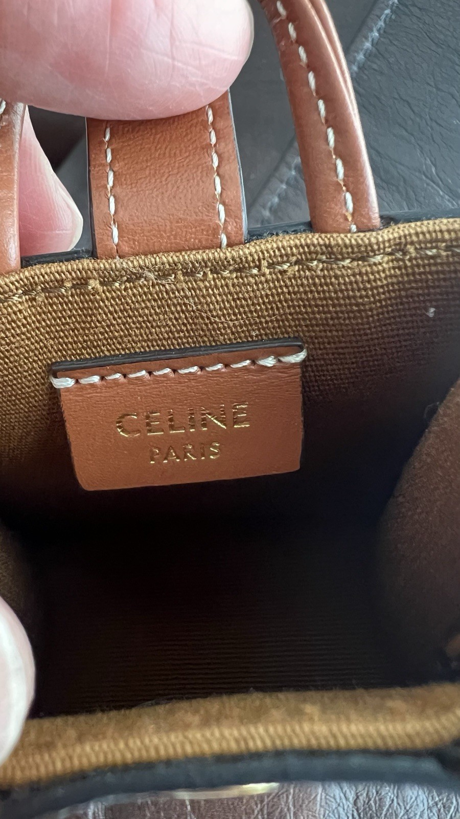 Celine Triomphe Micro Vertical Cabas Bag Charm Keychain Preloved