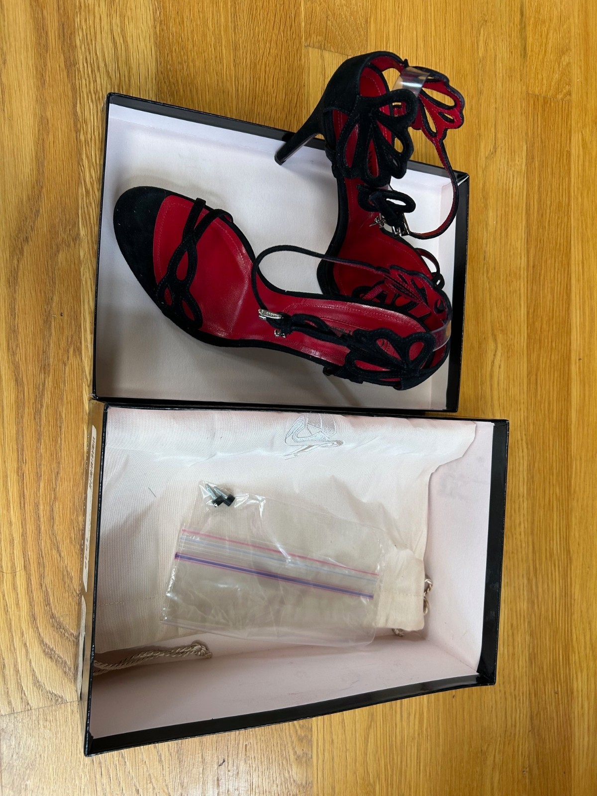 CESARE PACIOTTI Black Suede Butterfly Laser-Cut Sandals SZ 8.5 IT 38.5 Good &Box