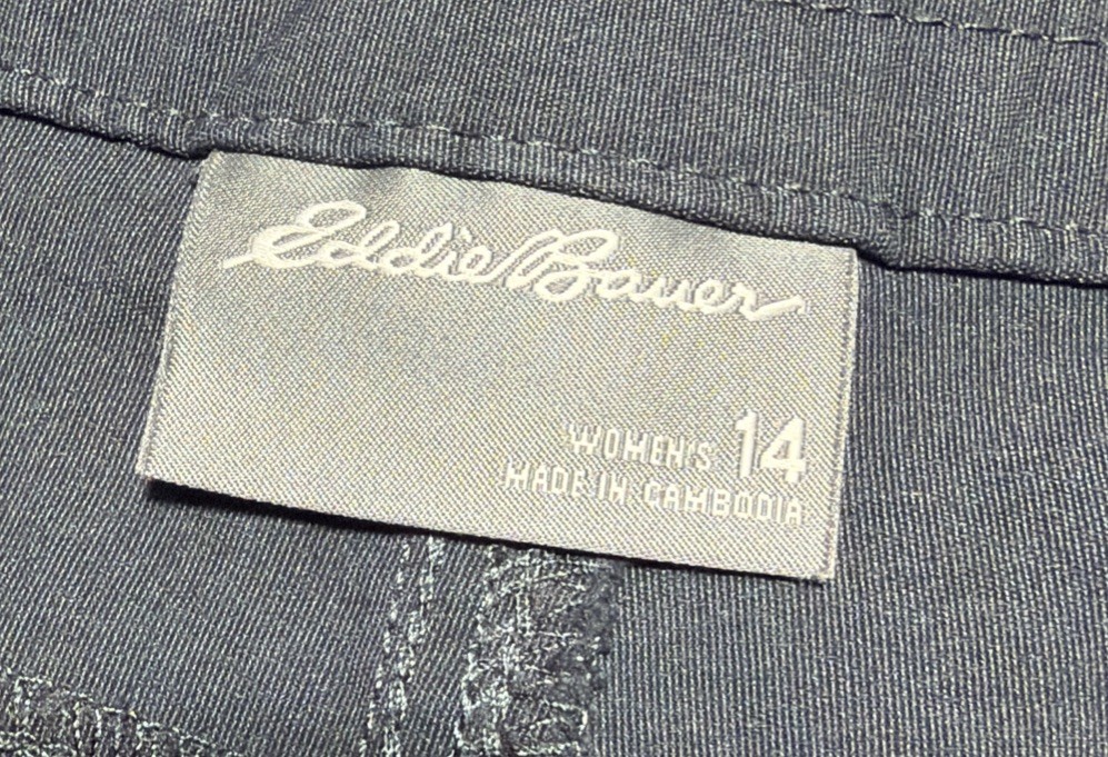 Eddie Bauer Tech Capri Pants Womens 14 Black Nylon Stretch Hiking UPF 50+