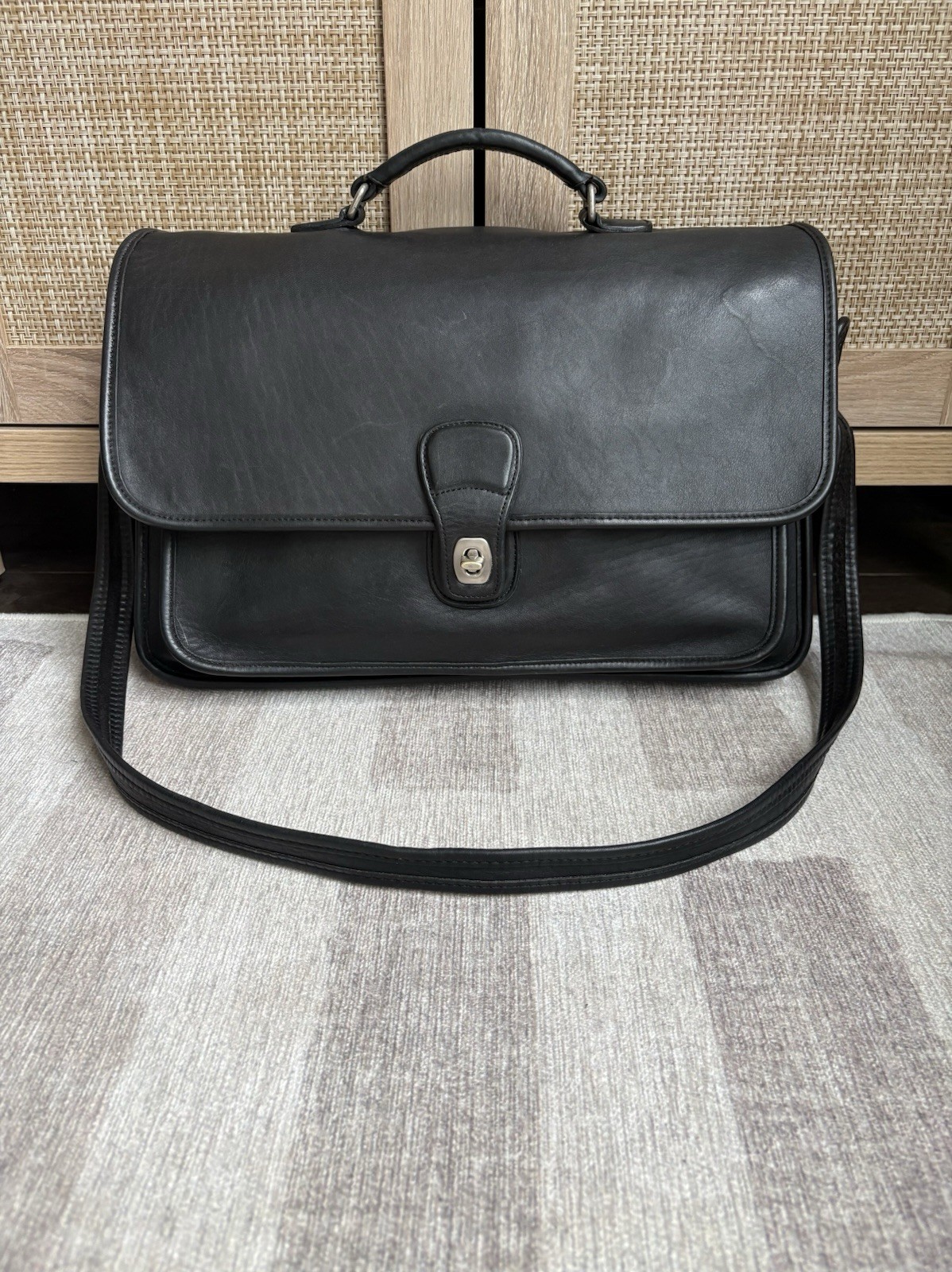 COACH Vintage Metropolitan Black Leather Nickel Briefcase Laptop Bag 5180 *READ*