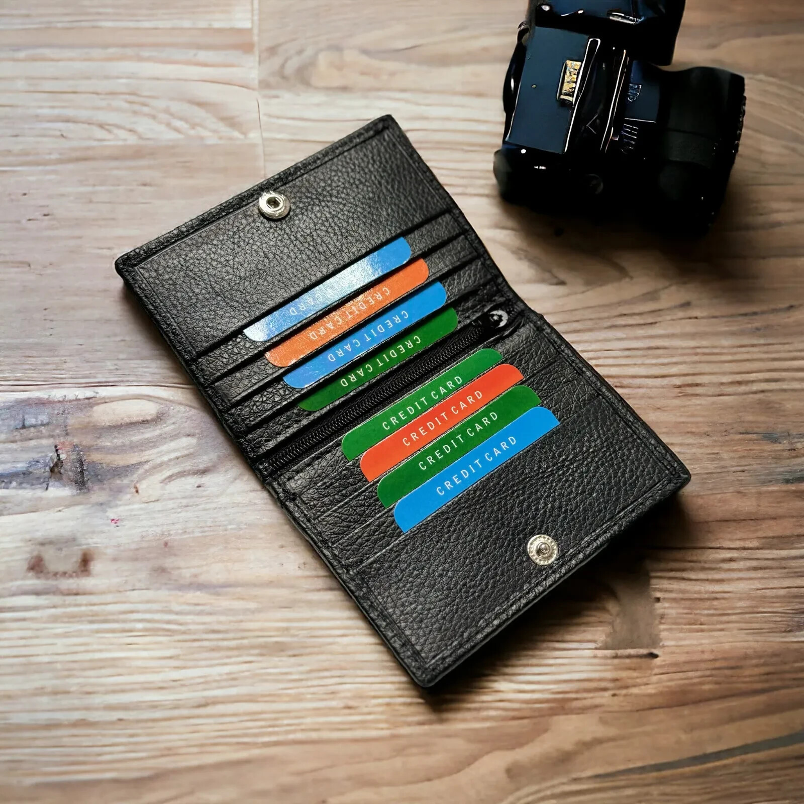 RFID Mens Slim Front Pocket Wallet Genuine Leather Bifold Id/credit Card Holder