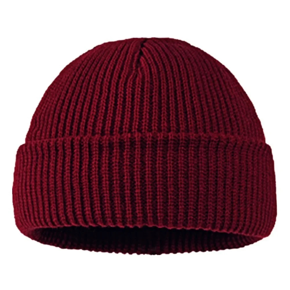 Mini Short Fisherman Beanie Hat Ribbed Docker Winter Warm Knitted Skull Cap cuff
