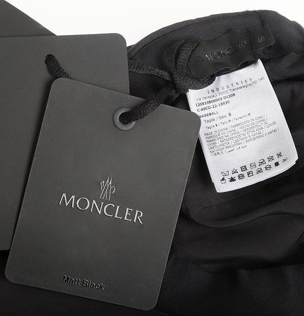 NEW MONCLER BLACK TECHNICAL NYLON SILICONE LOGO BASEBALL CAP HAT SMALL