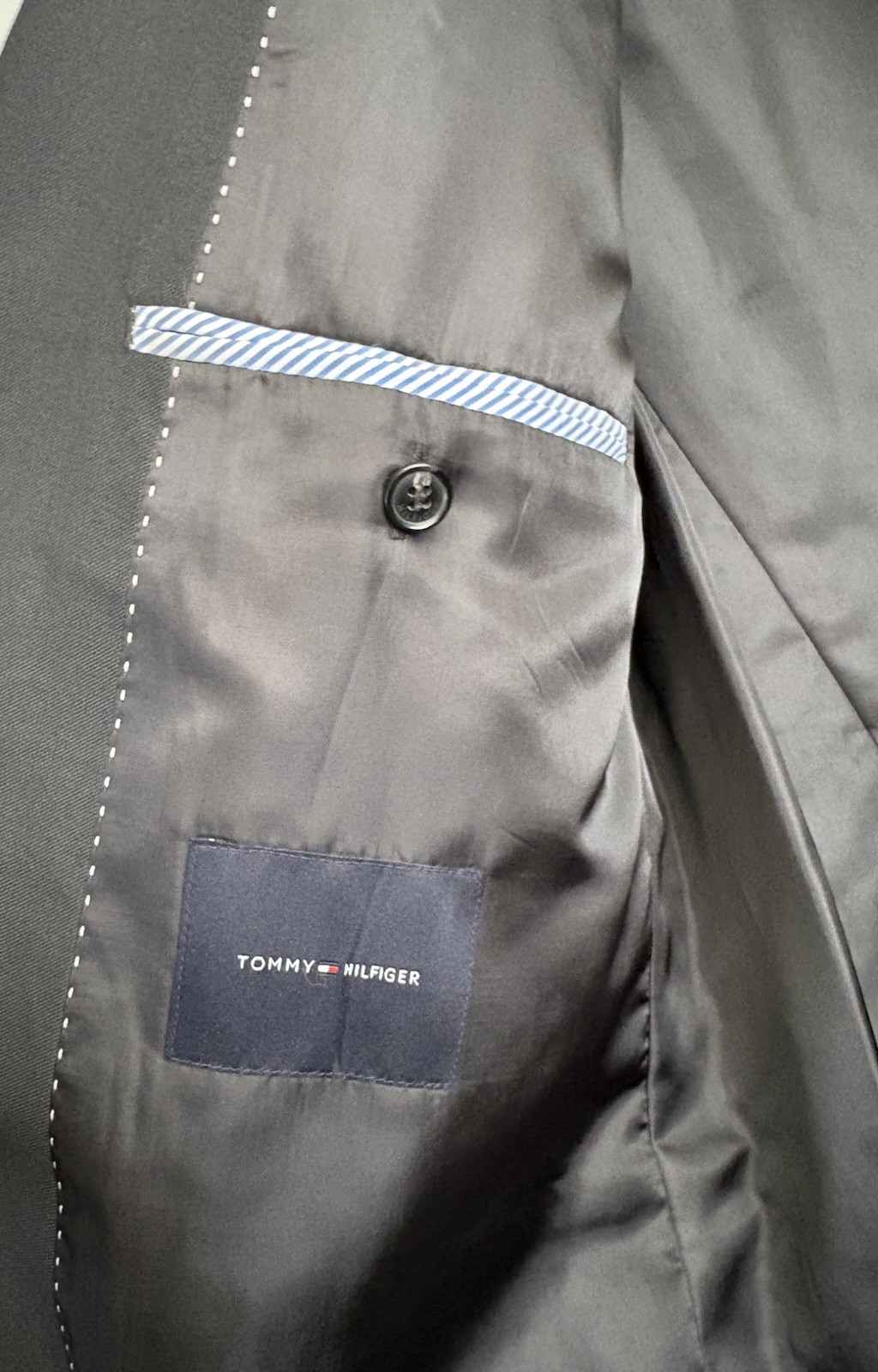 Tommy Hilfiger Jacket L 100% Wool Worsted Twill Blazer Sport Coat 46R