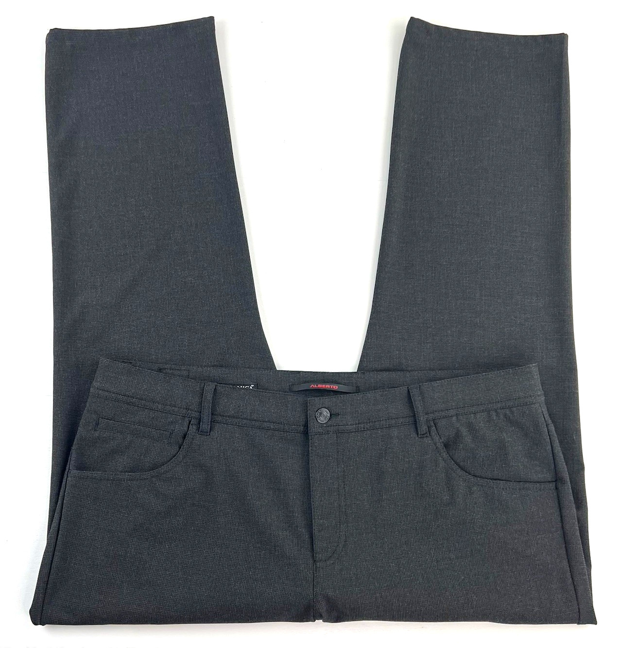 Alberto Ceramica Modern Fit Smart Squares Charcoal Gray Stretch Mens 38×28