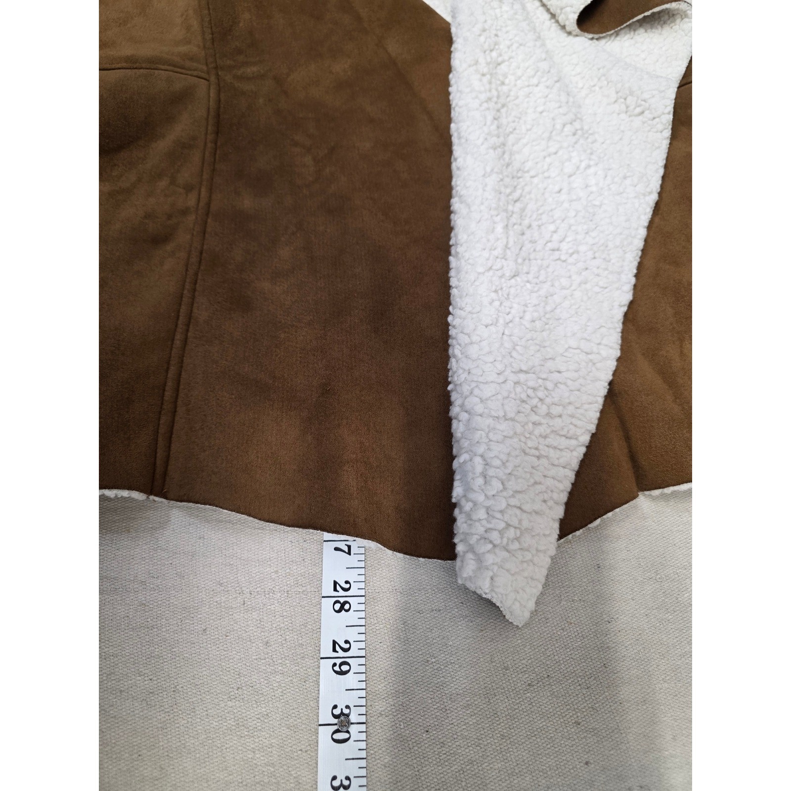 Est. 1946 Womens Faux Suede Shearling Lined Drape Front Vest Brown XL