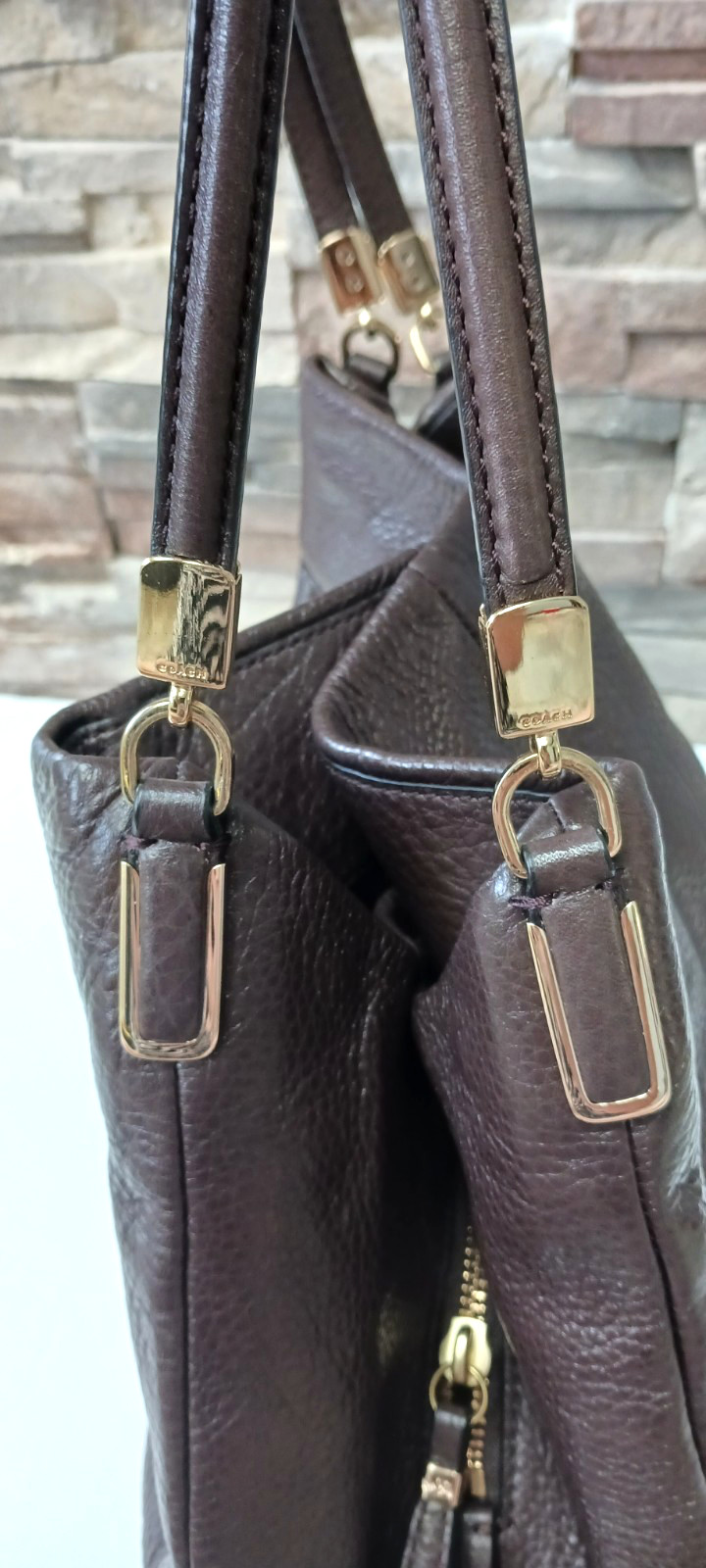 Vintage Coach Madison Phoebe 26224 DARK BROWN Pebbled Leather Bag 2010s * NOS