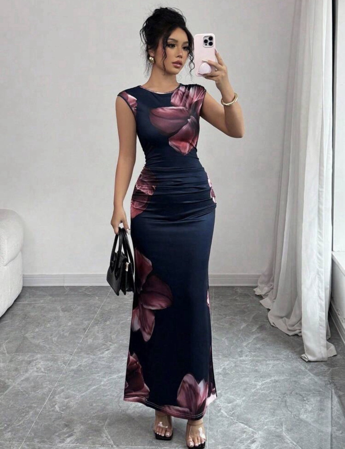 Brand New Bodycon Flower Maxi Dress Wedding Event Summer Holiday Size 16