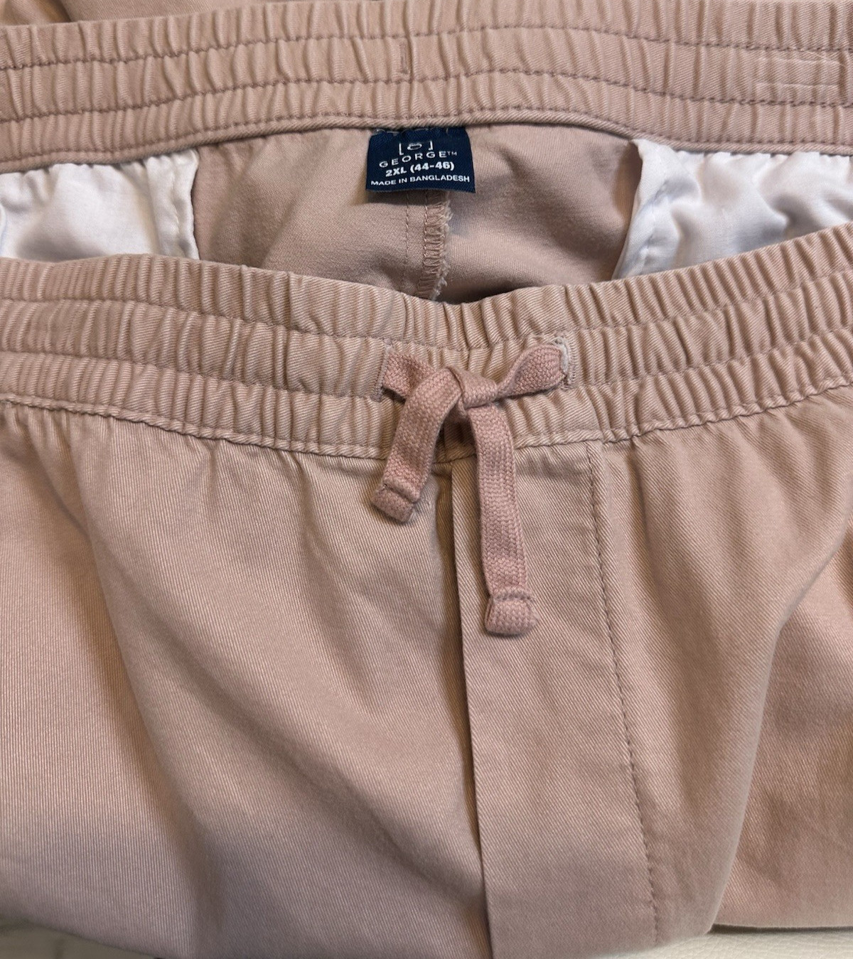 George Men’s 2XL Cotton Blend Elastic Waist Drawstring Pocket Rose Shorts 44-46